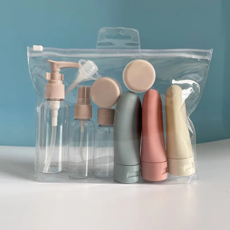 Reisflessenset voor cosmetische producten