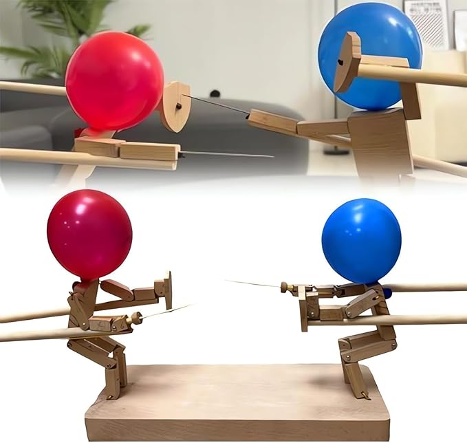 PopStrike-krijgers | Handgemaakte houten vechterpoppen met ballonhoofden