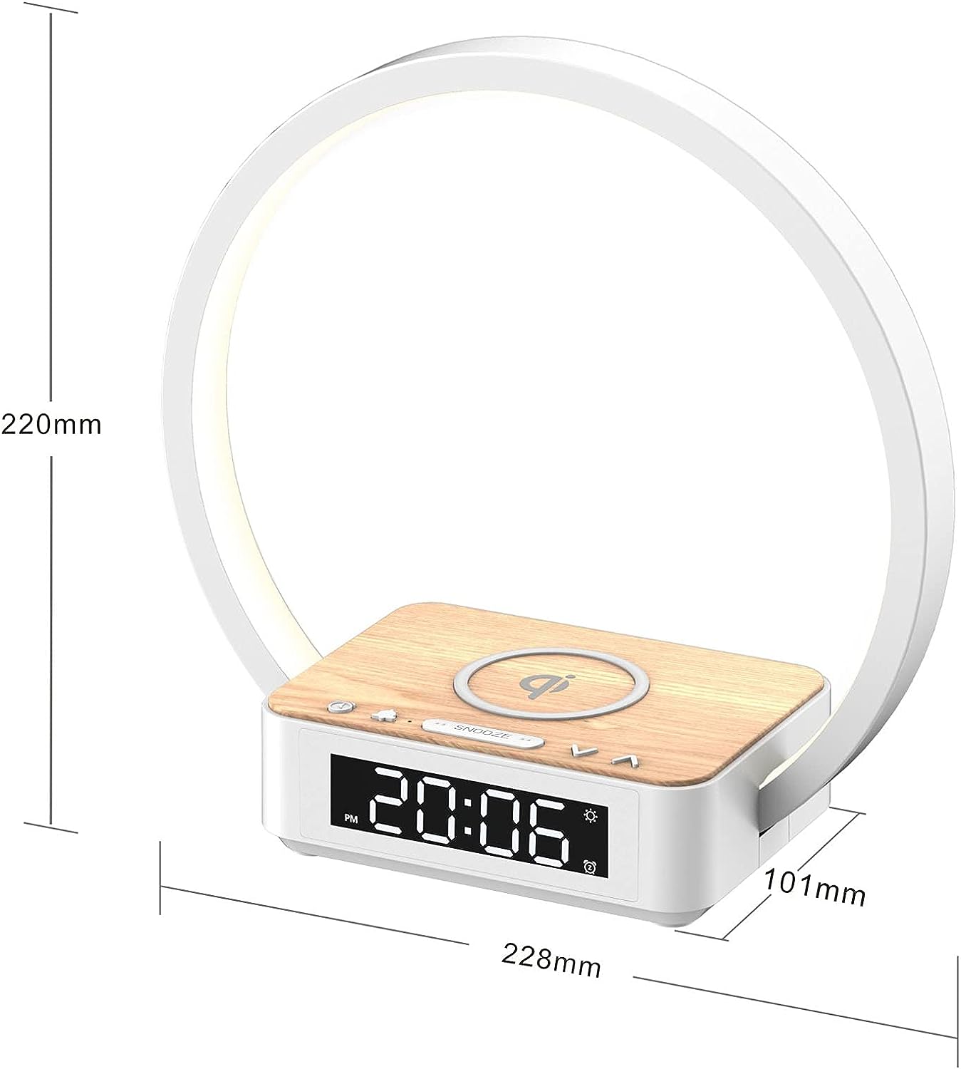 LED draadloze mobiele telefoonoplader bureaulamp met wekker