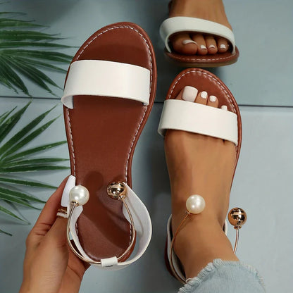 Faux Pearl Slip op sandalen