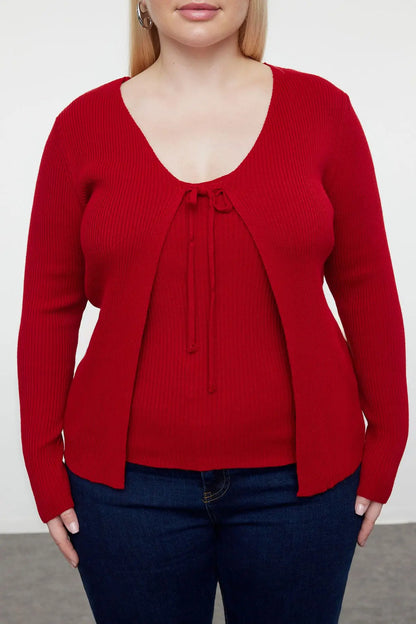 Rood gebreid vest