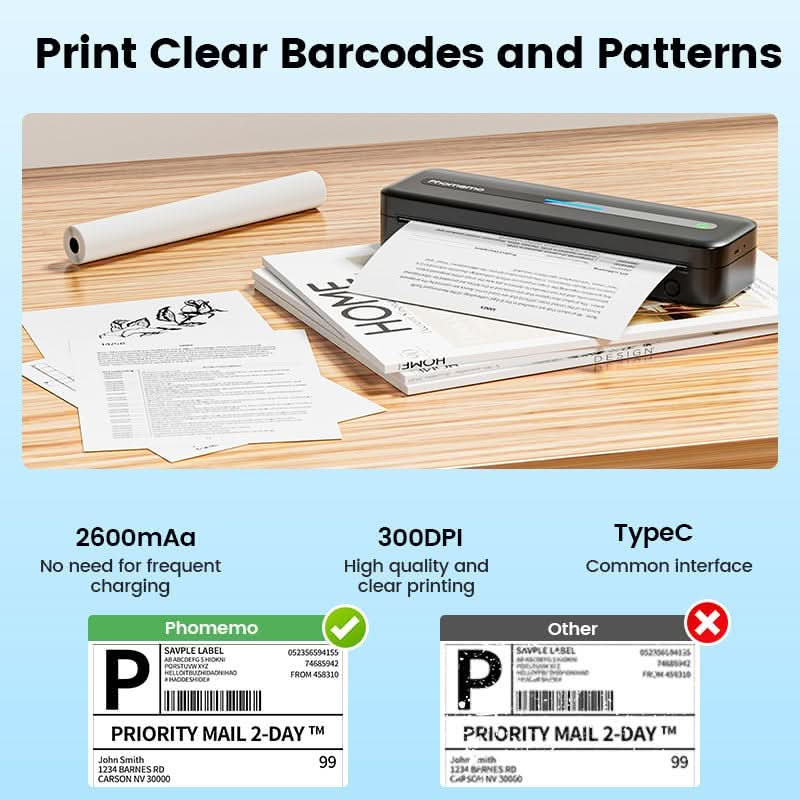 Phomemo M832 Upgrade Tragbarer Thermodrucker