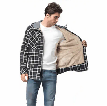 Fleece gevoerd jack met flanelpatroon