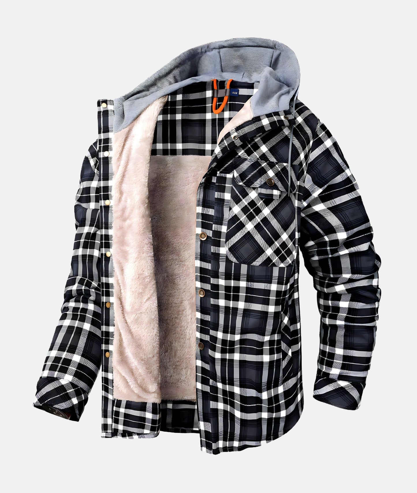 Fleece gevoerd jack met flanelpatroon