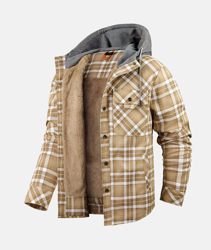 Fleece gevoerd jack met flanelpatroon