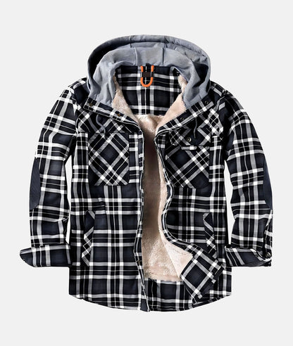 Fleece gevoerd jack met flanelpatroon